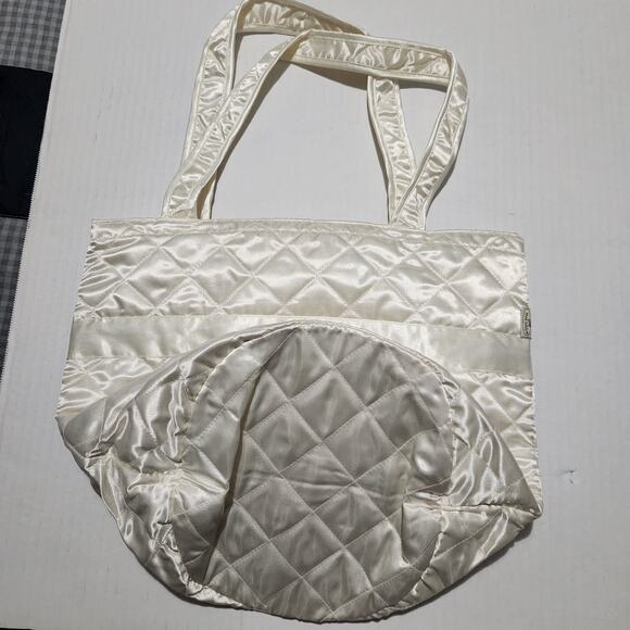 NaRaYa Quilted Bow Tote Bags (2) Cream Color Perfect for Your Wedding Day New - Picture 6 of 8